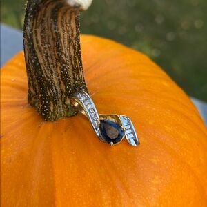 14K Gold Diamond and Sapphire Slide Pendant (Pendant Only)